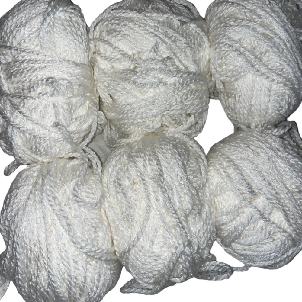 Lot of 6 Sprightly Yarns Acrylic Super Bulky Yarn White Crochet Knit